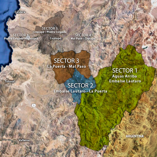 Mapa de ubicación de los sectores CAS 1, CAS 2 y CAS 3